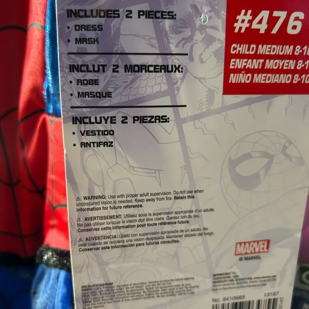 Marvel Spider Hero Kids Costume - Red and Blue Medium 8-10